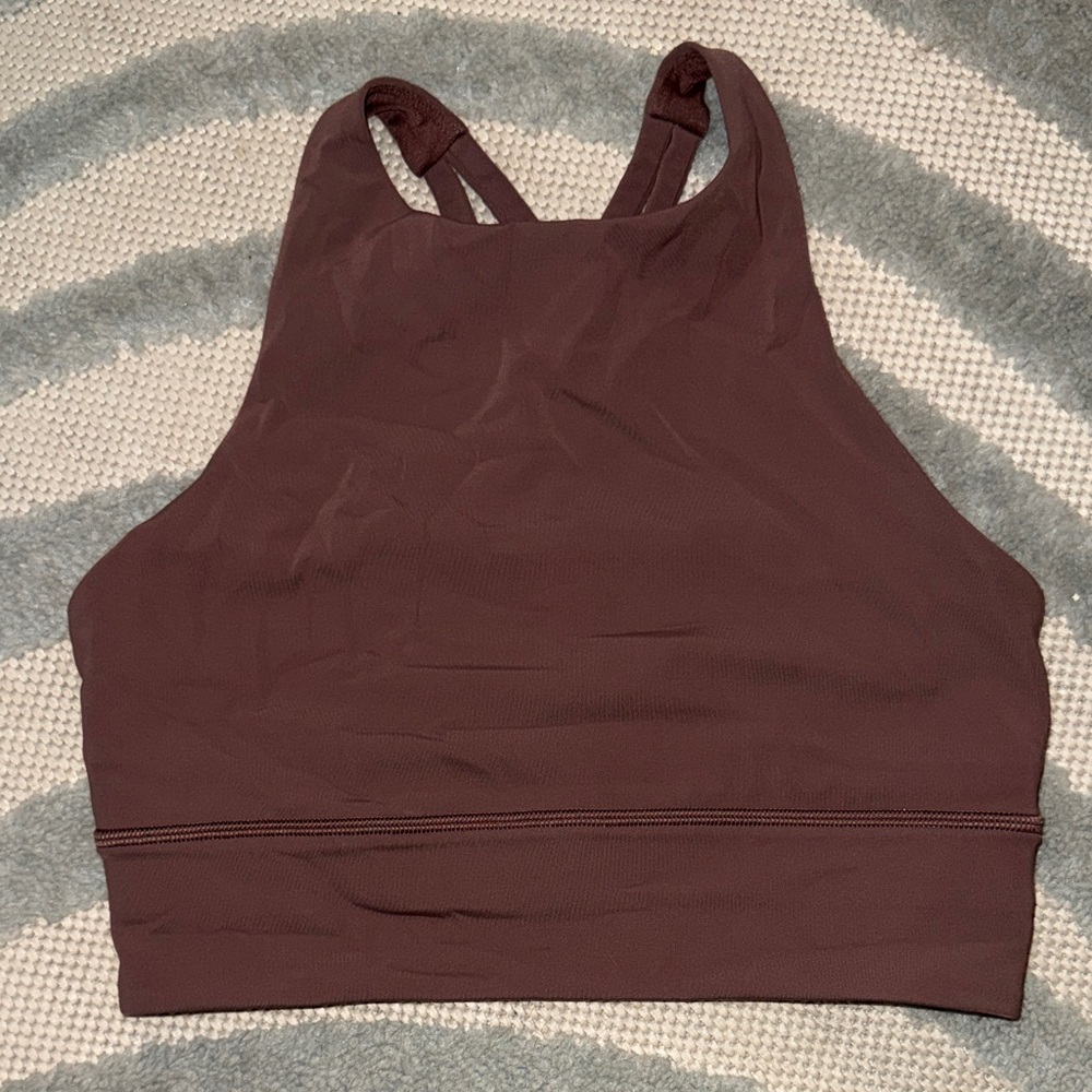 Lululemon Energy Bra High Neck Long Line size 6 brown